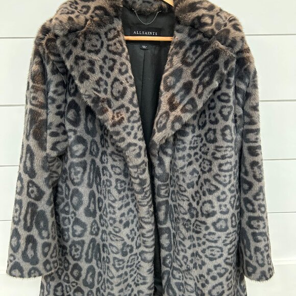 All Saints Leopard Faux Fur Coat - Picture 1 of 6